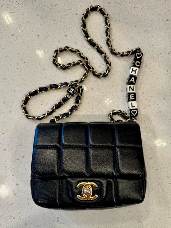 CHANEL Handbags - Chanel Monaco Mini Square Flap Bag Black Lambskin Light Gold Hardware